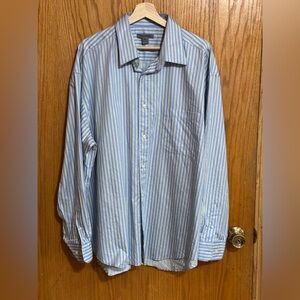 Johnston & Murphy men’s sz xxl  Light Blue yellow White Striped Shirt.‎ N